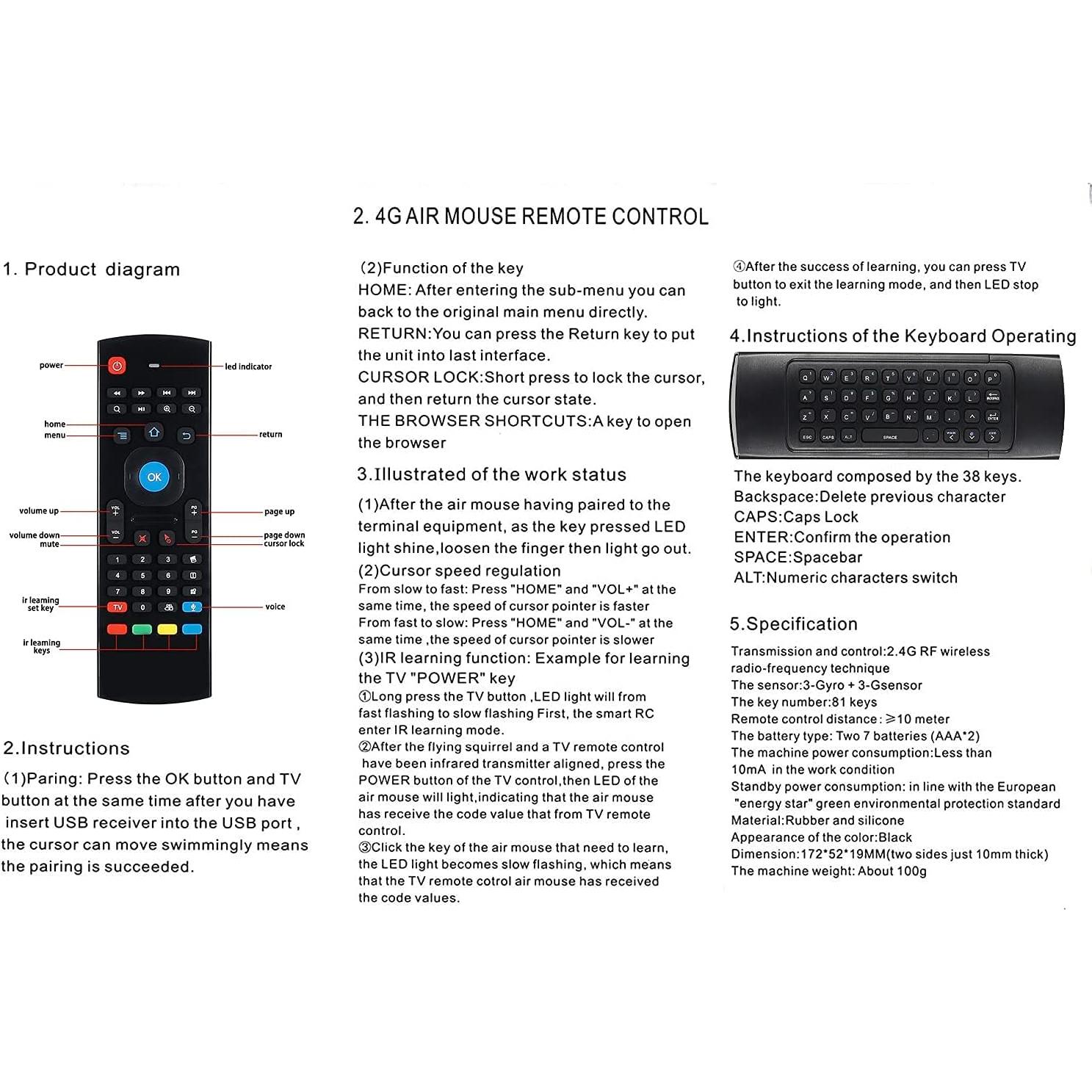 Control Remoto Inalámbrico HONONJO MX3 con Teclado y Voz