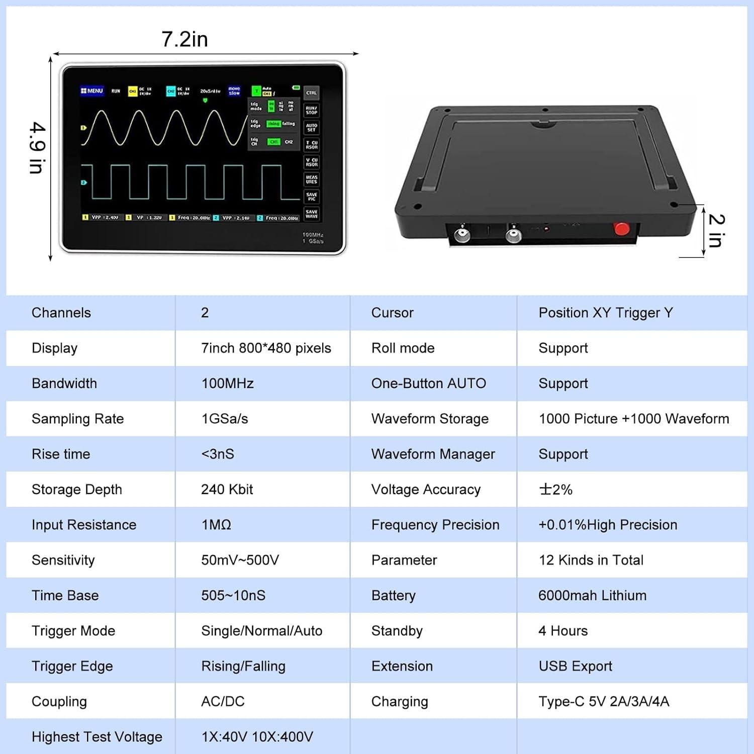 Osciloscopio AOPUTTRIVER 1013D Plus 100MHz 2 Canales