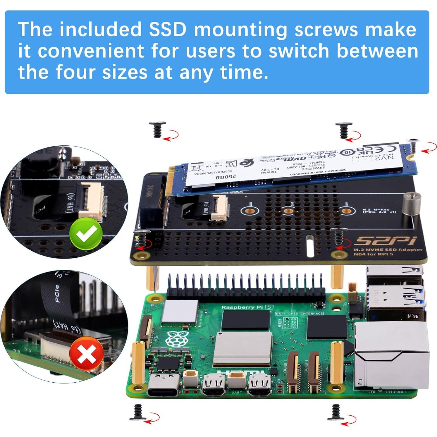 Adaptador GeeekPi N04 M.2 NVMe a PCIe para Raspberry Pi 5