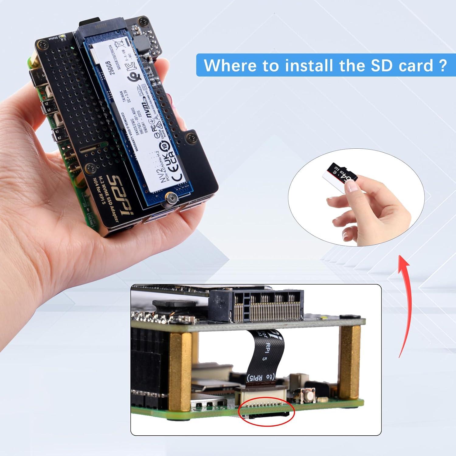 Adaptador GeeekPi N04 M.2 NVMe a PCIe para Raspberry Pi 5