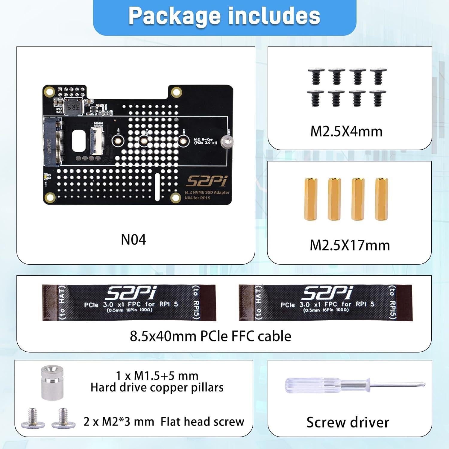 Adaptador GeeekPi N04 M.2 NVMe a PCIe para Raspberry Pi 5