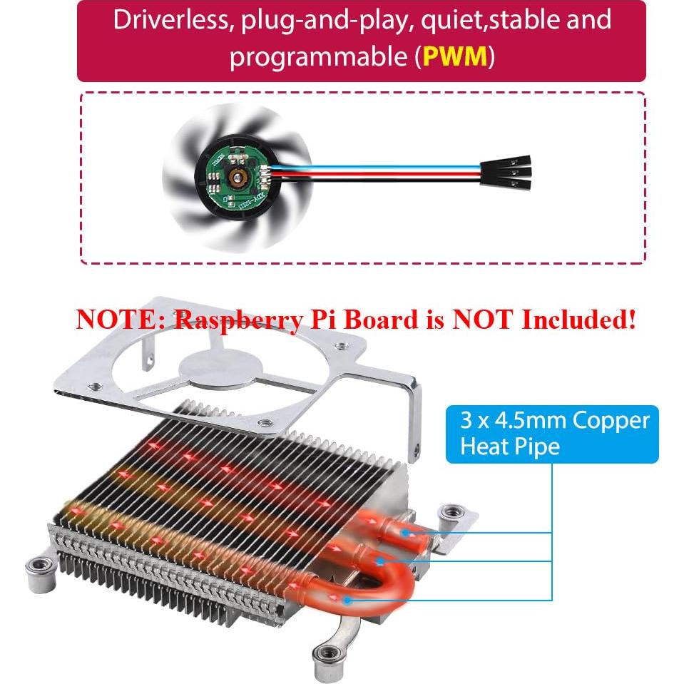 Ventilador de Enfriamiento GeeekPi para Raspberry Pi 4B Ultra Delgado