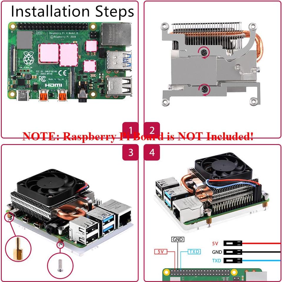 Ventilador de Enfriamiento GeeekPi para Raspberry Pi 4B Ultra Delgado