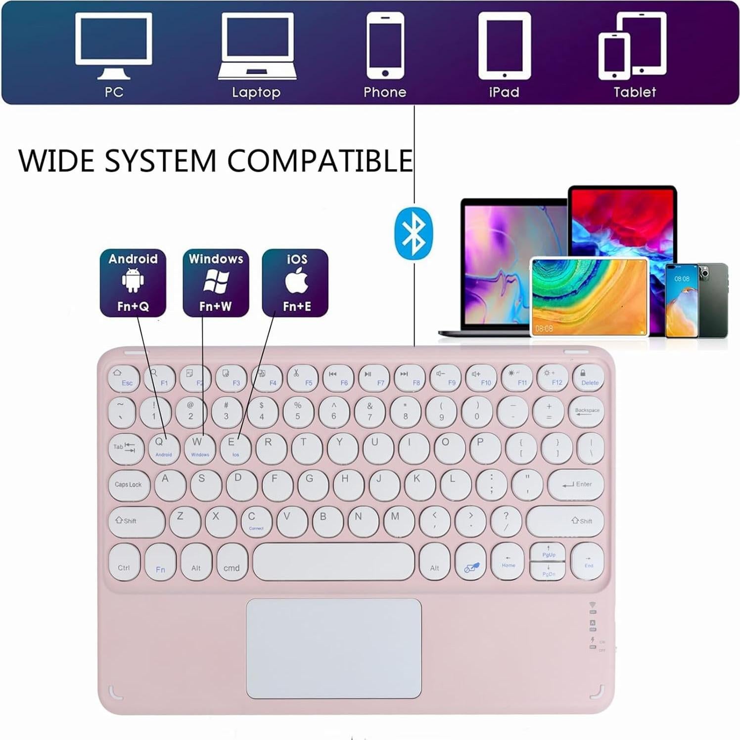 Teclado Bluetooth Inalámbrico Sunffice Rosa 10" con Touchpad