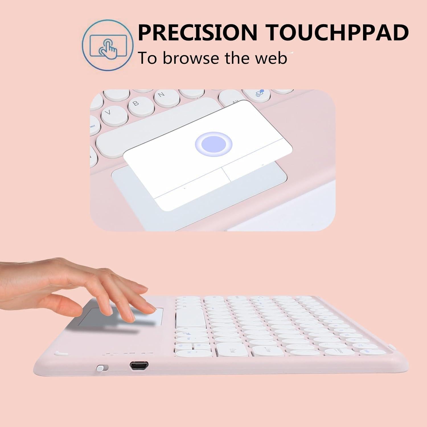 Teclado Bluetooth Inalámbrico Sunffice Rosa 10" con Touchpad