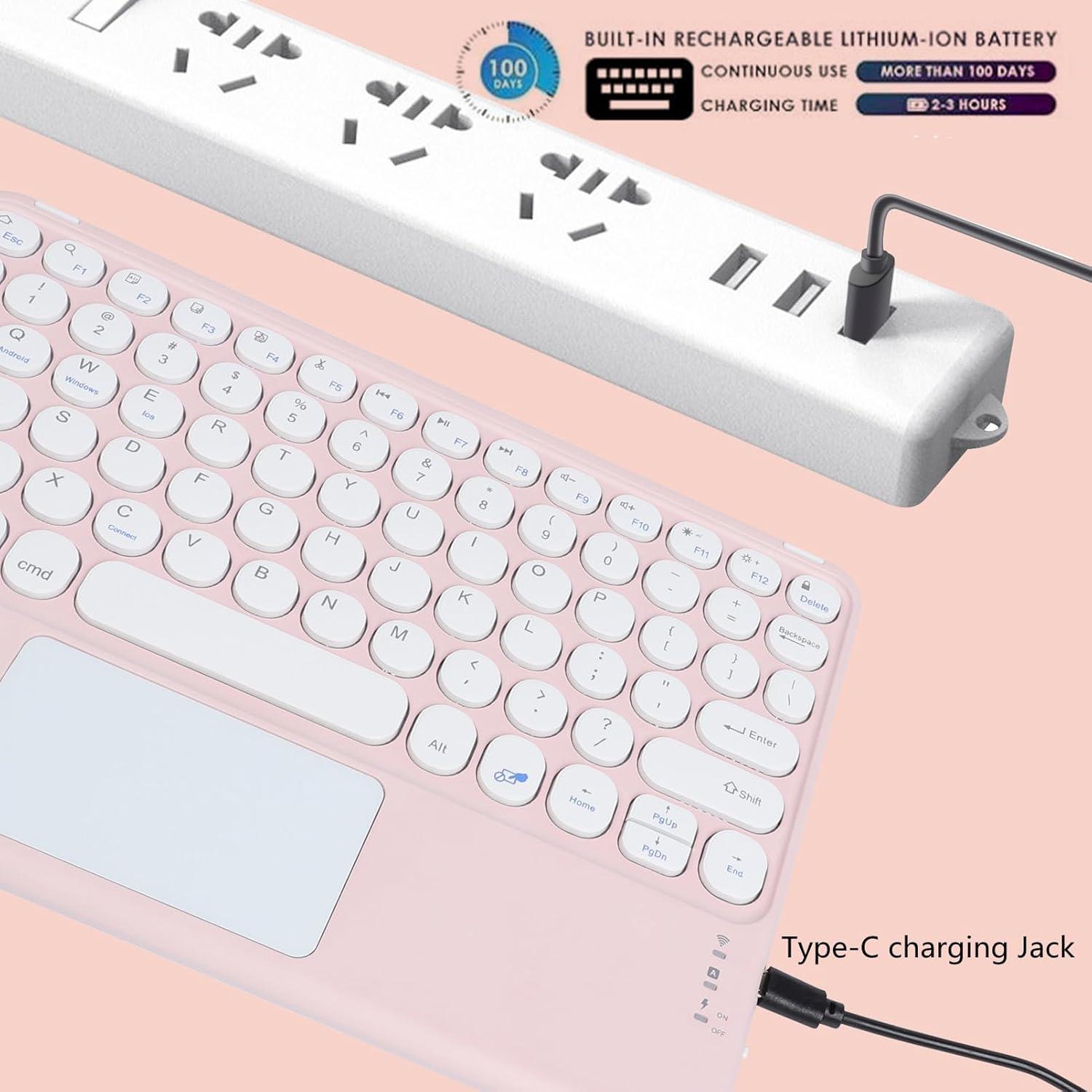 Teclado Bluetooth Inalámbrico Sunffice Rosa 10" con Touchpad