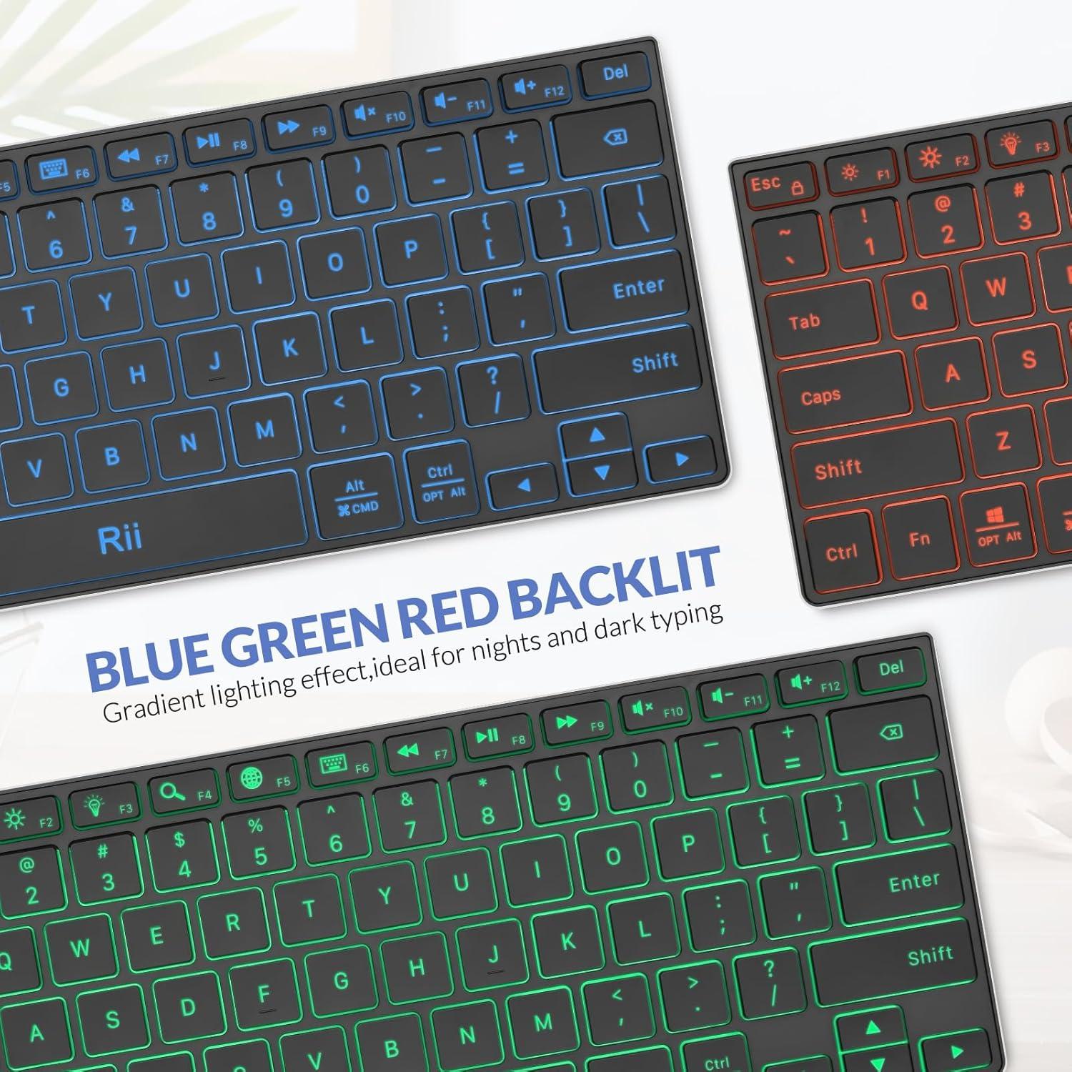 Teclado Bluetooth Rii X9 Retroiluminado RGB Recargable