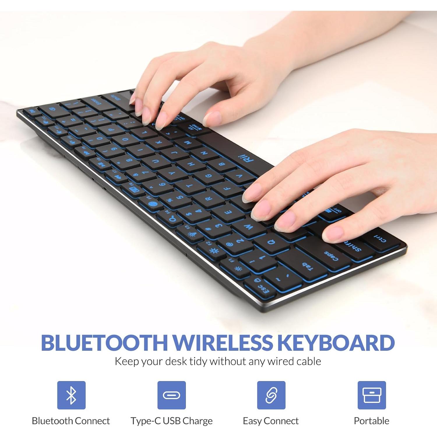 Teclado Bluetooth Rii X9 Retroiluminado RGB Recargable