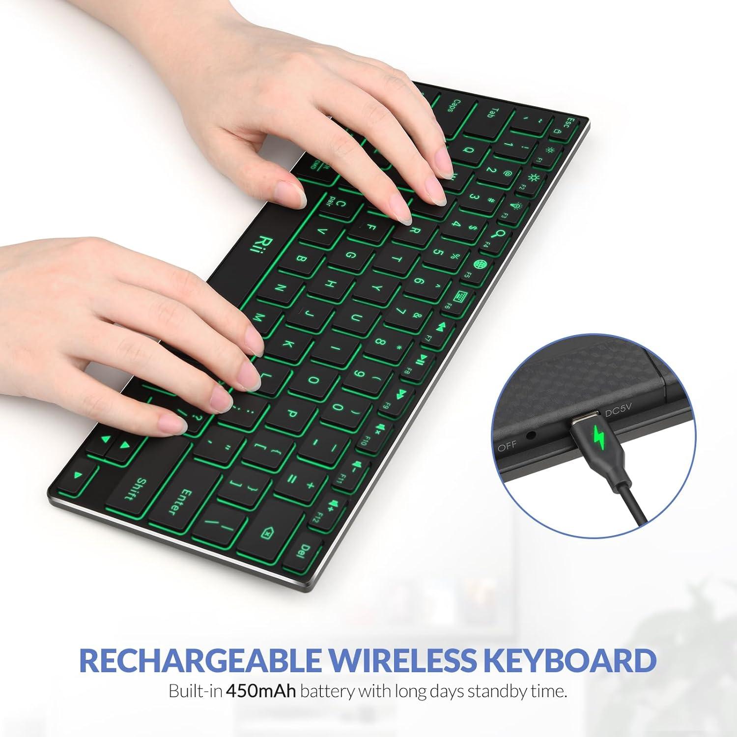 Teclado Bluetooth Rii X9 Retroiluminado RGB Recargable
