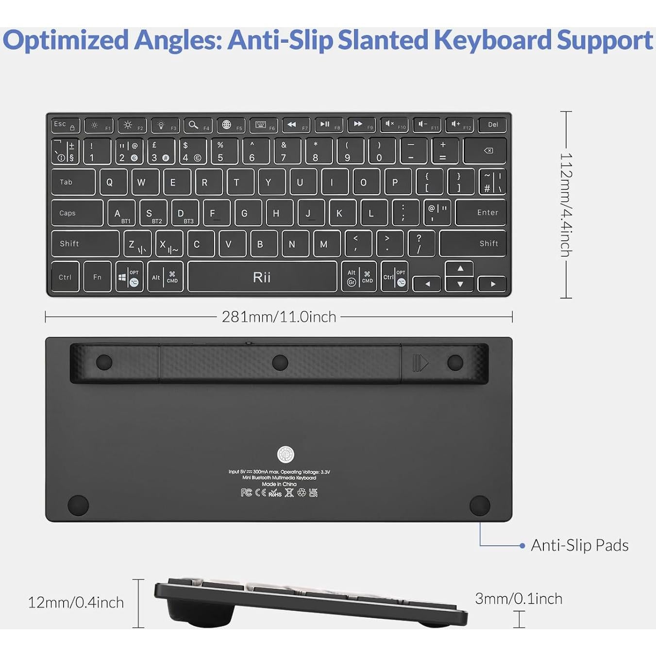 Teclado Bluetooth Rii X9 Retroiluminado RGB Recargable