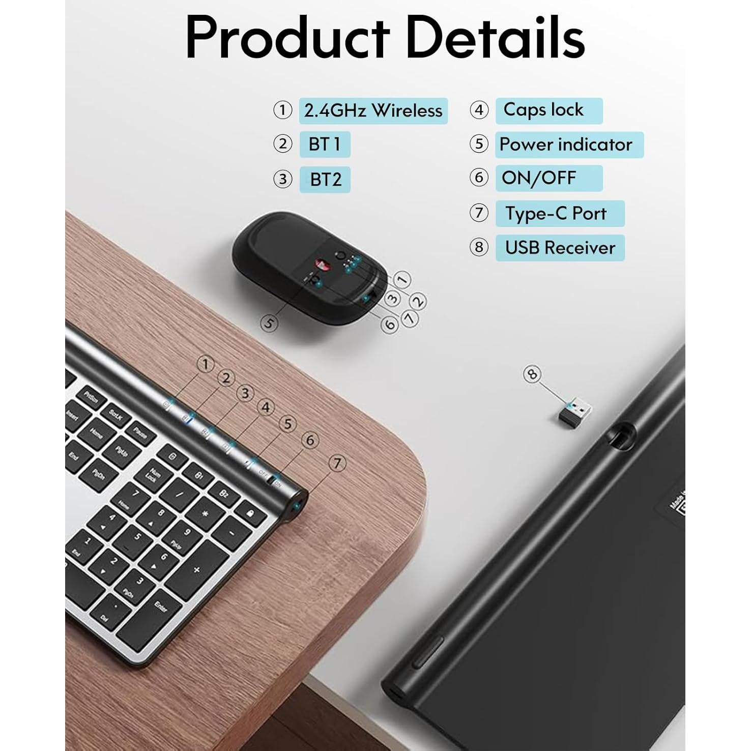 Combo Teclado y Ratón Inalámbrico CHESONA Recargable