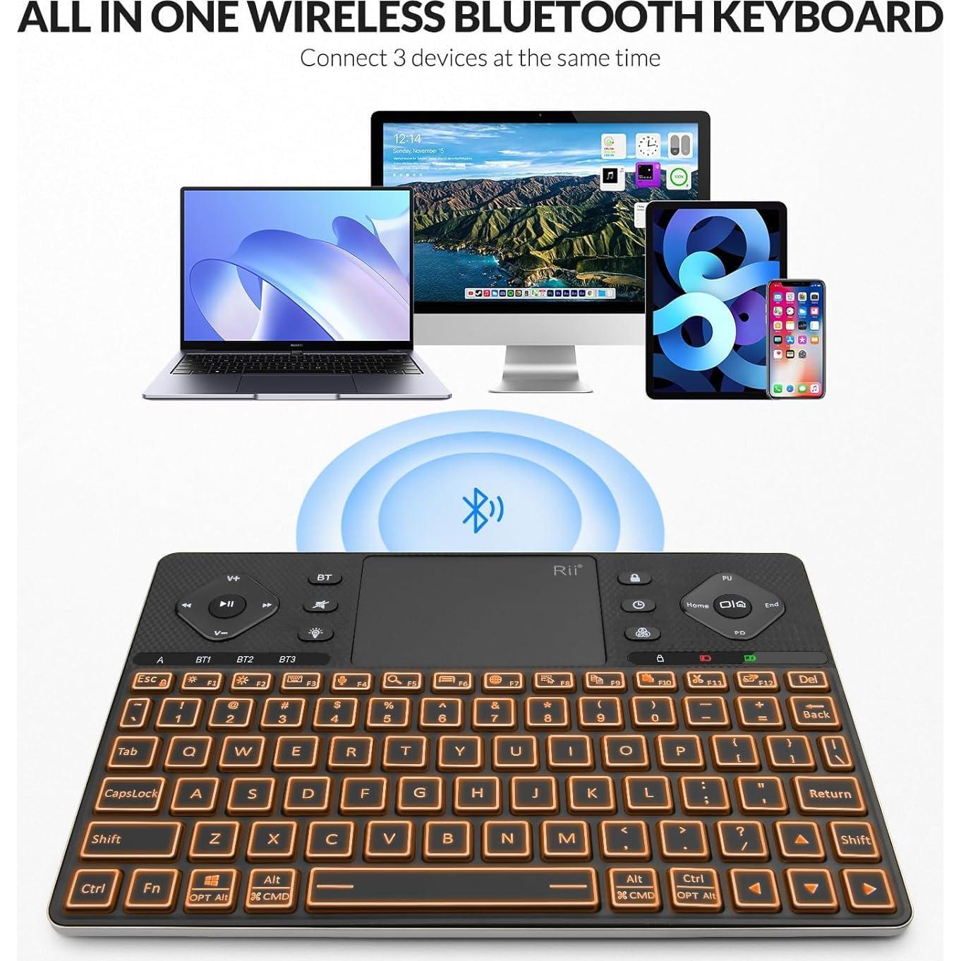 Teclado Inalámbrico Rii K16 Bluetooth con Touchpad RGB