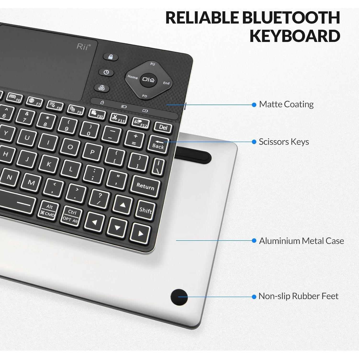 Teclado Inalámbrico Rii K16 Bluetooth con Touchpad RGB