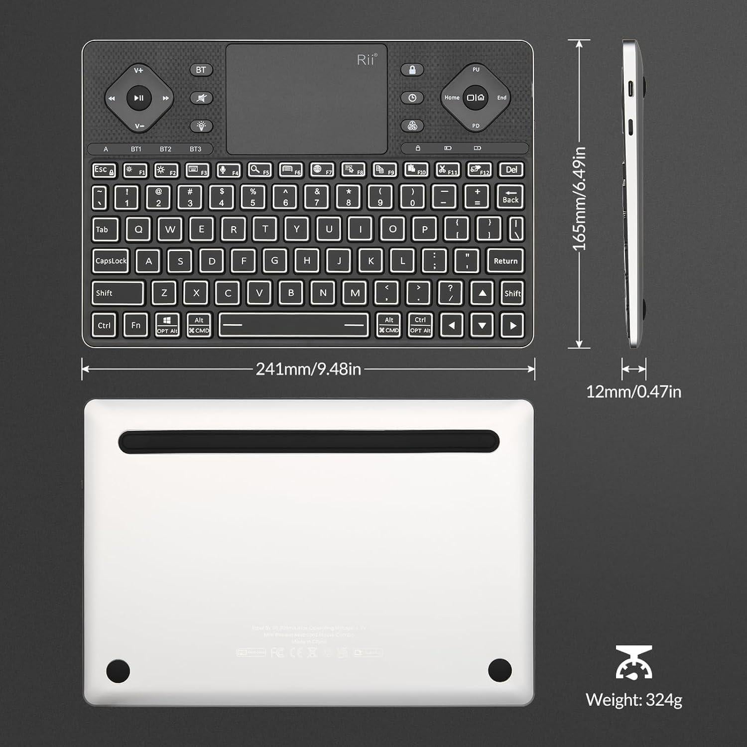 Teclado Inalámbrico Rii K16 Bluetooth con Touchpad RGB