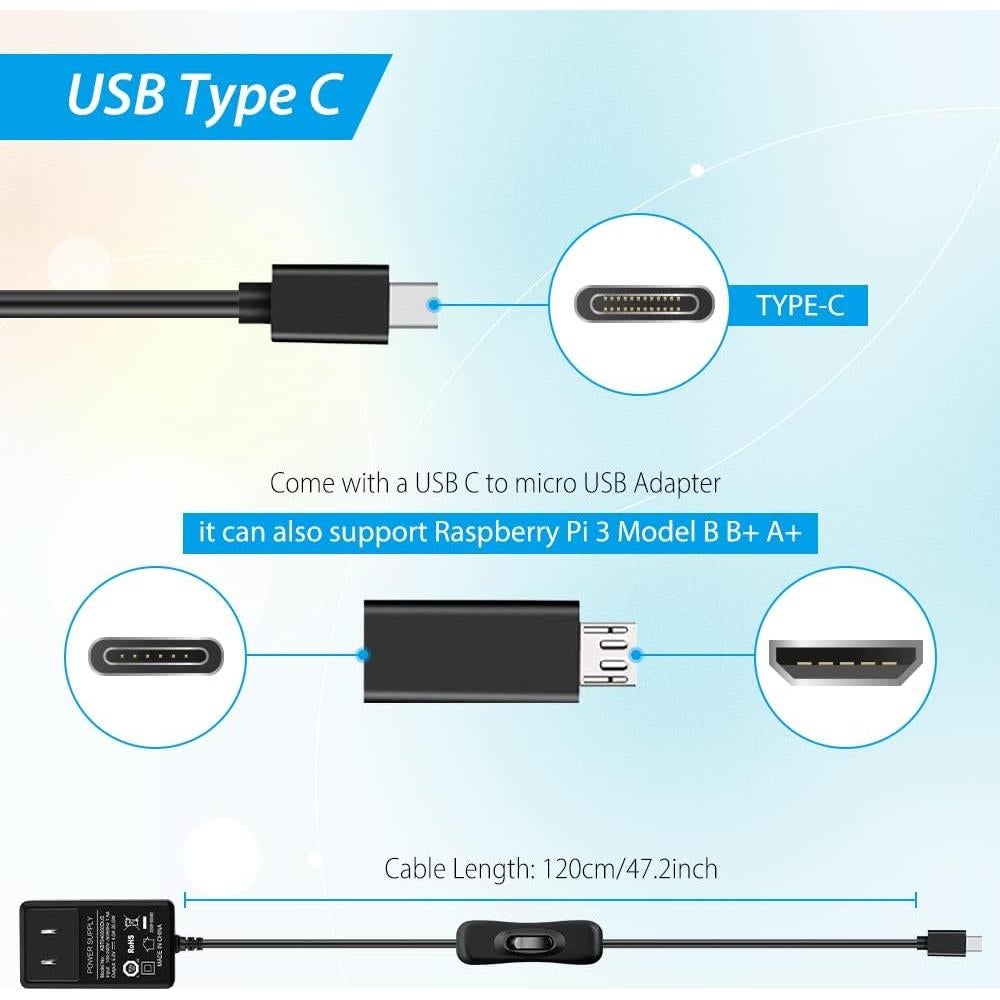 Fuente de Alimentación GeeekPi 20W 5V 4A con Interruptor
