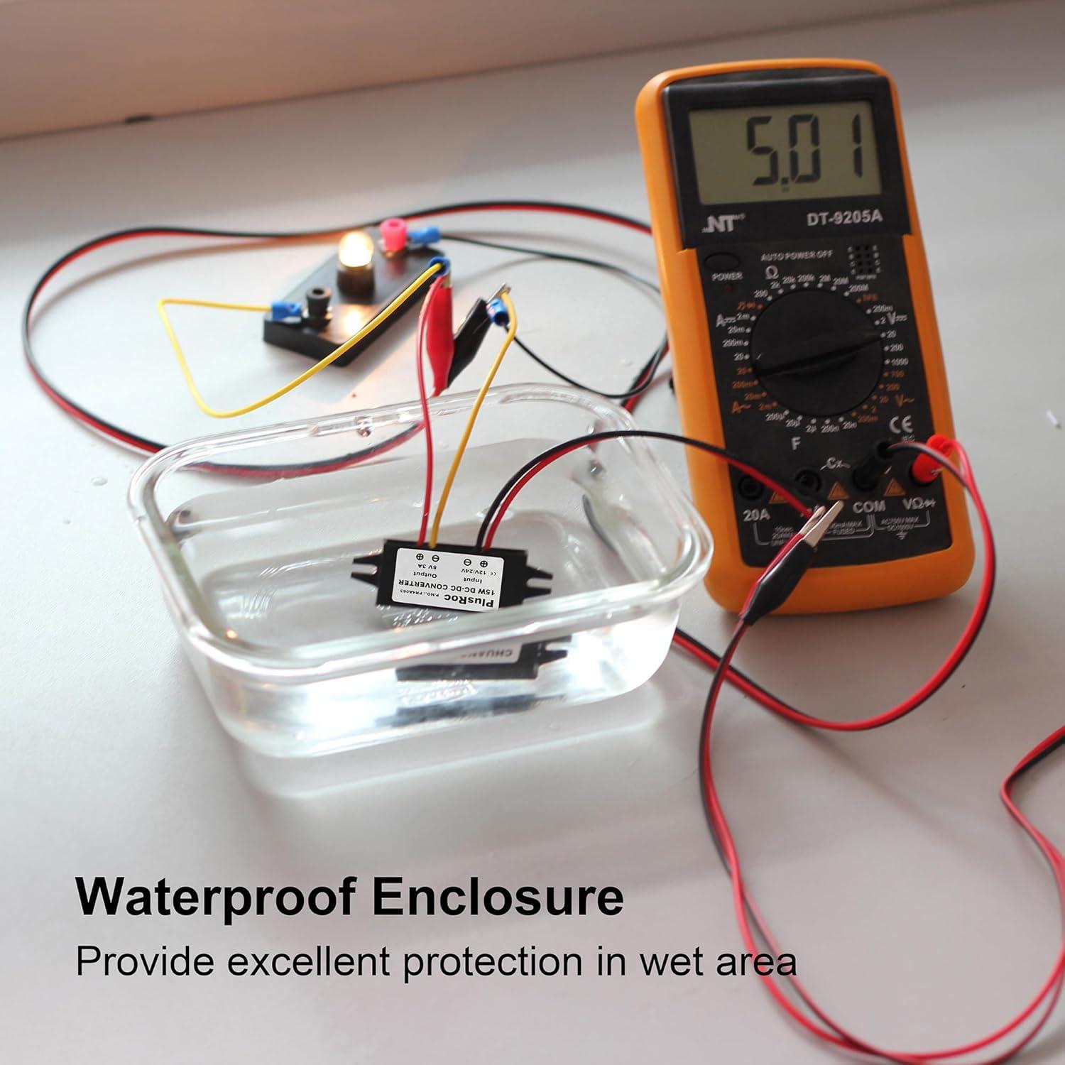 Convertidor USB-C PlusRoc 12V/24V a 5V 3A a Prueba de Agua