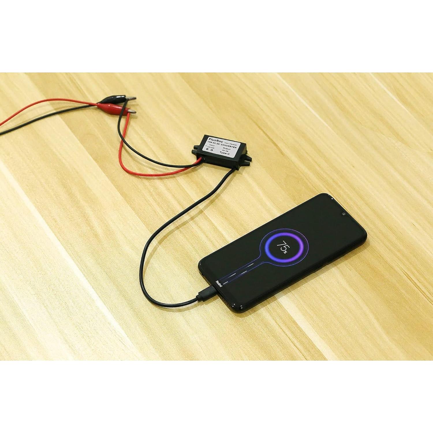 Convertidor USB-C PlusRoc 12V/24V a 5V 3A a Prueba de Agua