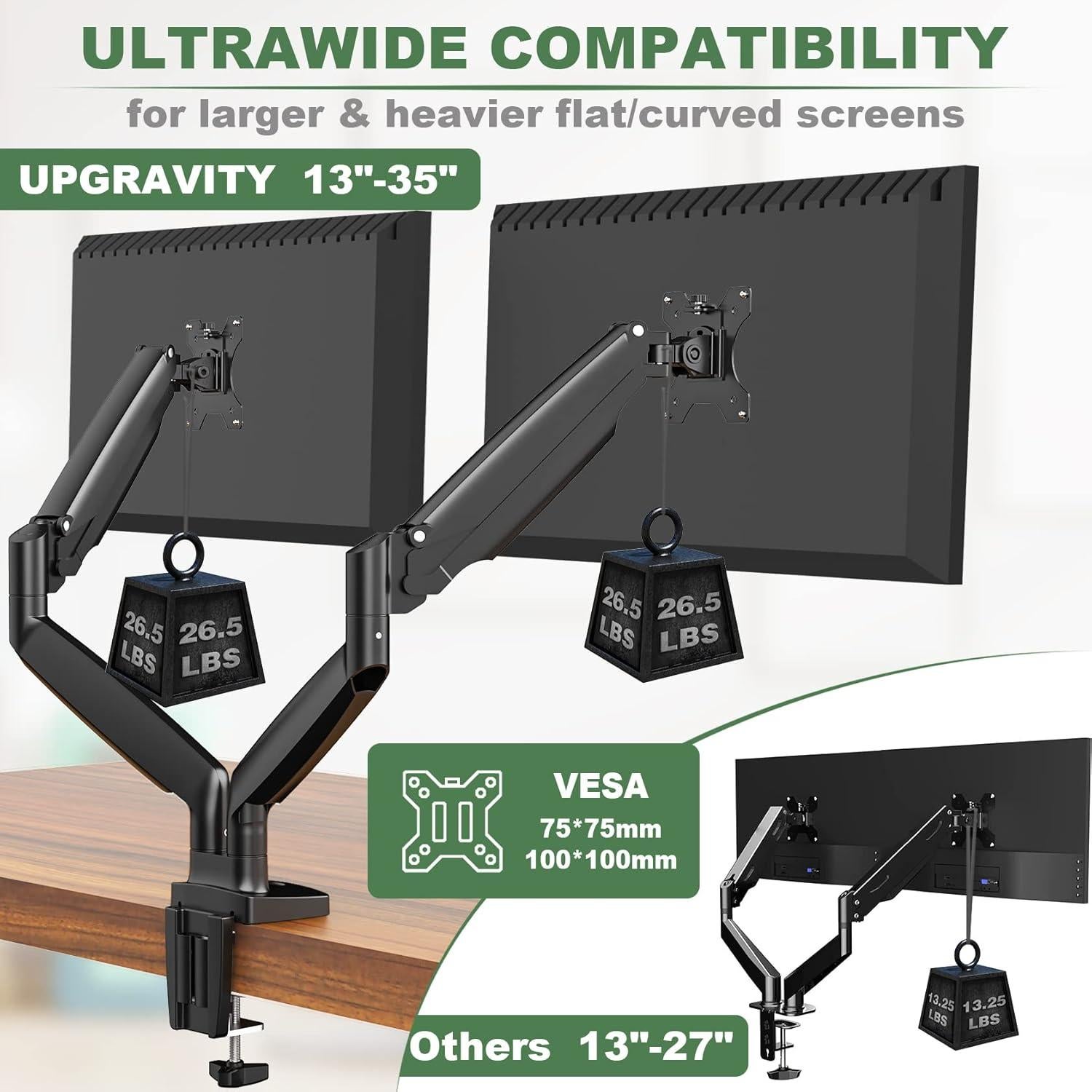 Soporte Doble Monitor UPGRAVITY 22-35" Ajustable VESA