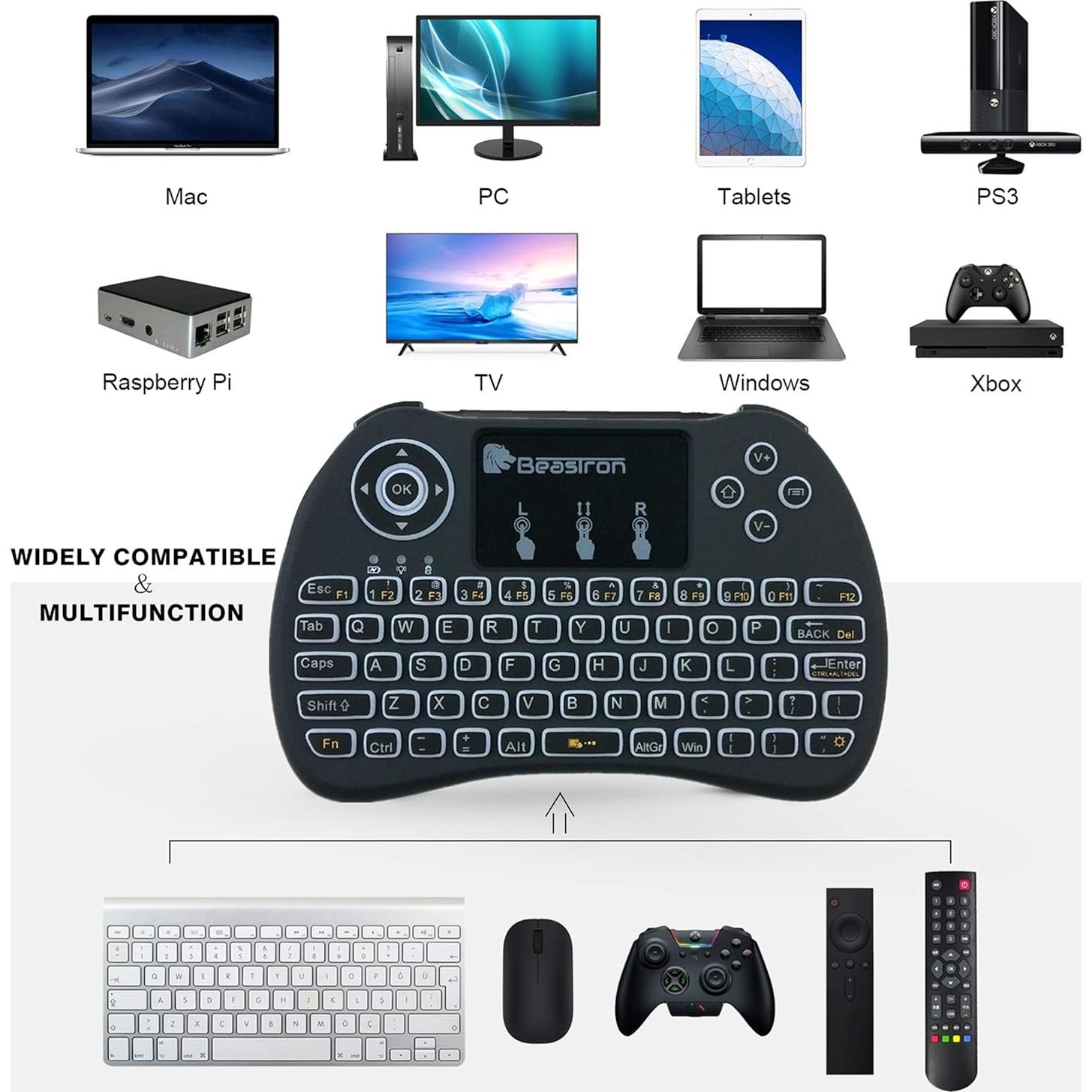 Teclado Inalámbrico Mini Beastron QWERTY Retroiluminado