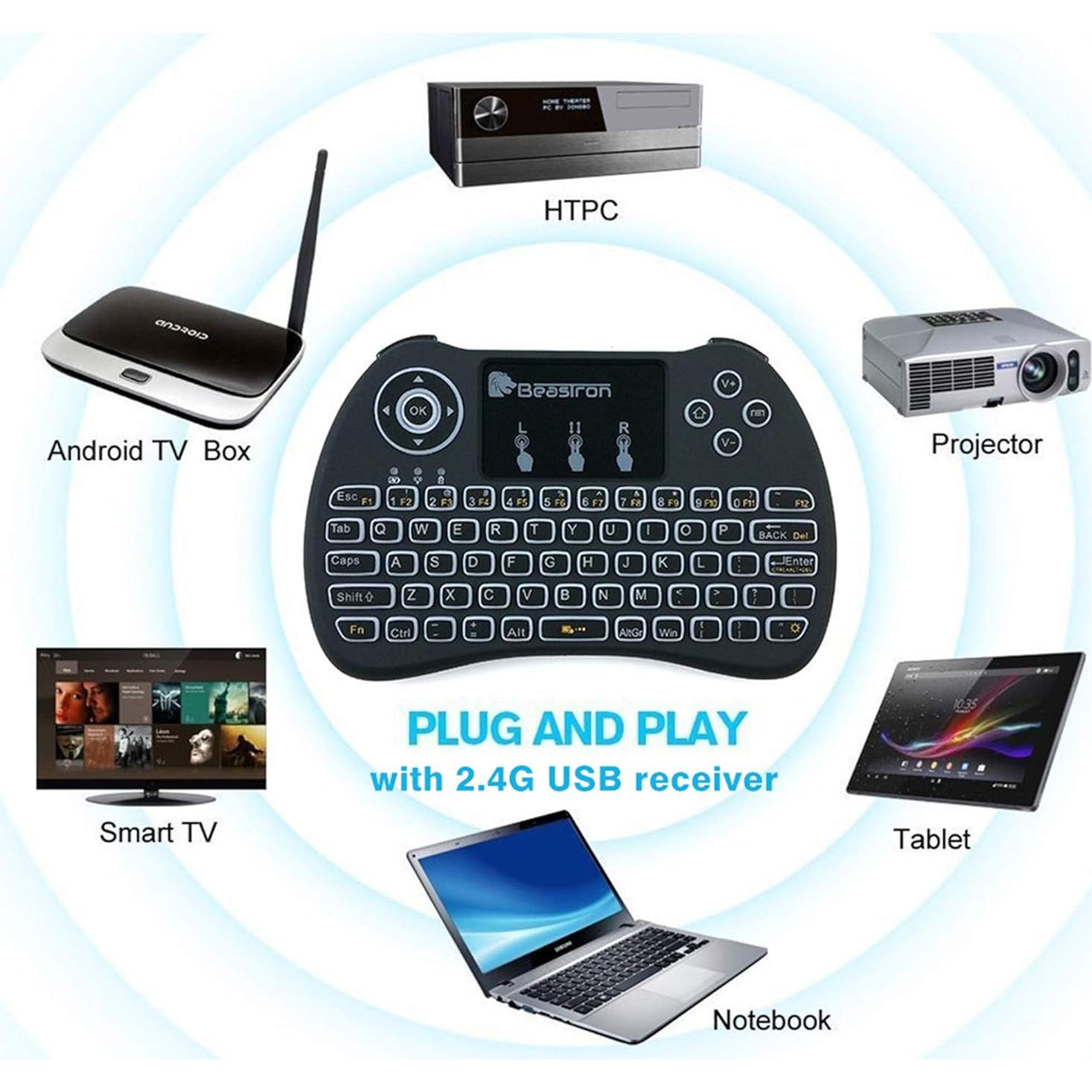 Teclado Inalámbrico Mini Beastron QWERTY Retroiluminado