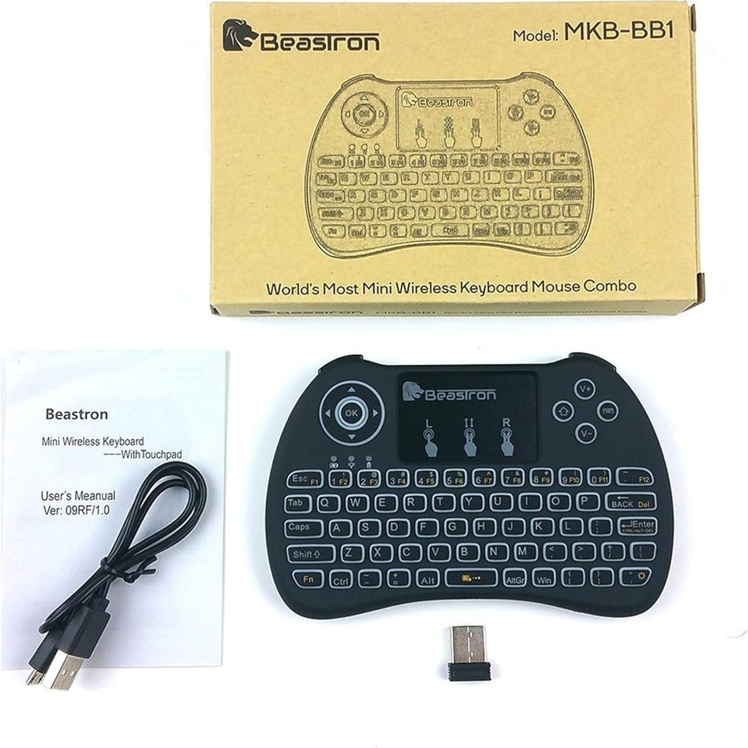 Teclado Inalámbrico Mini Beastron QWERTY Retroiluminado