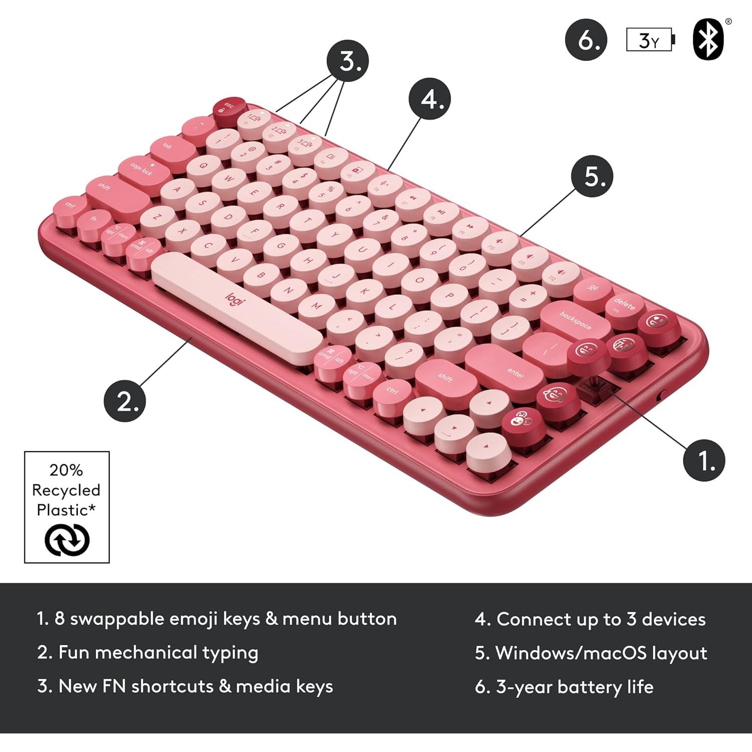 Teclado Mecánico Inalámbrico Logitech POP Corazón Roto