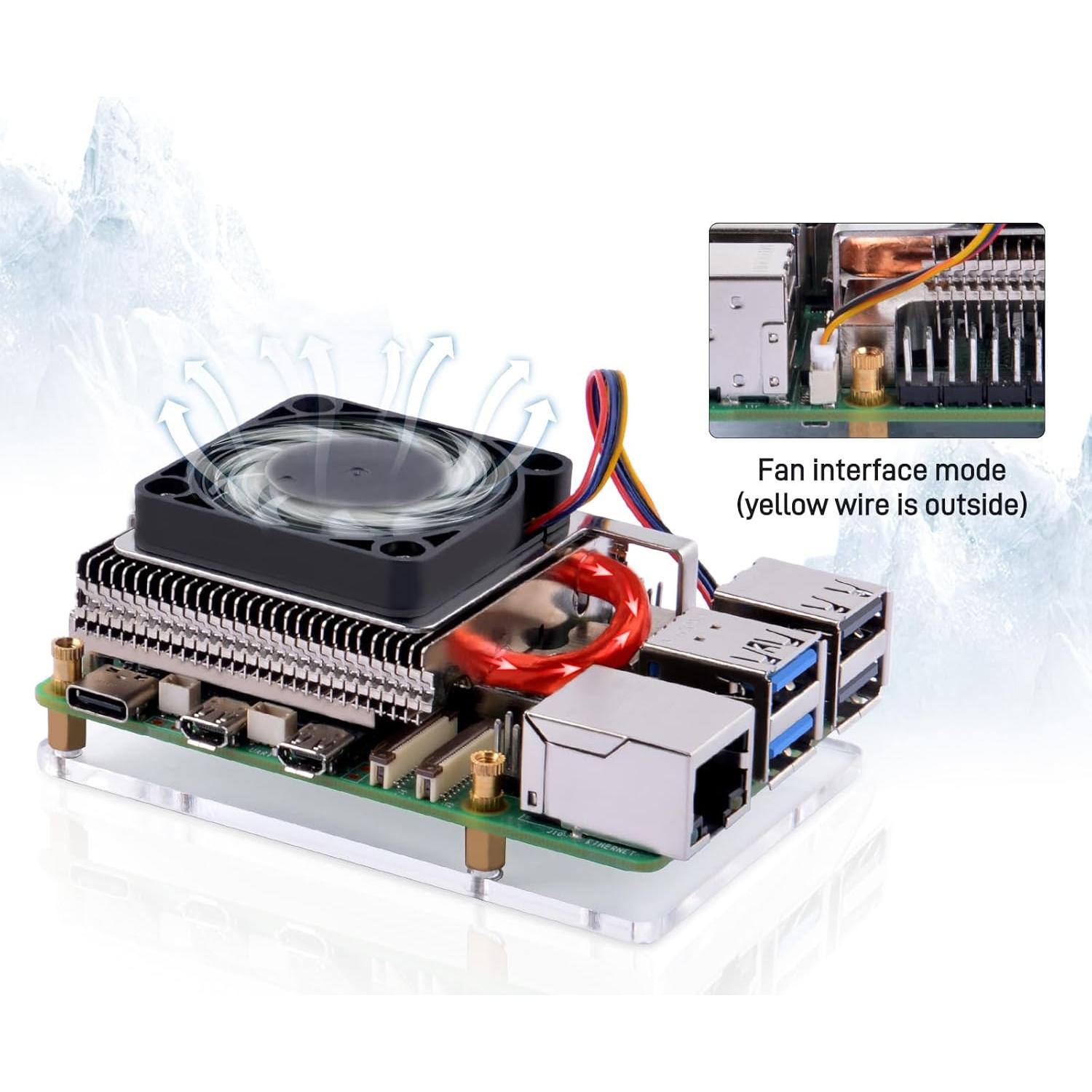 Enfriador GeeekPi para Raspberry Pi 5 con Ventilador 40mm