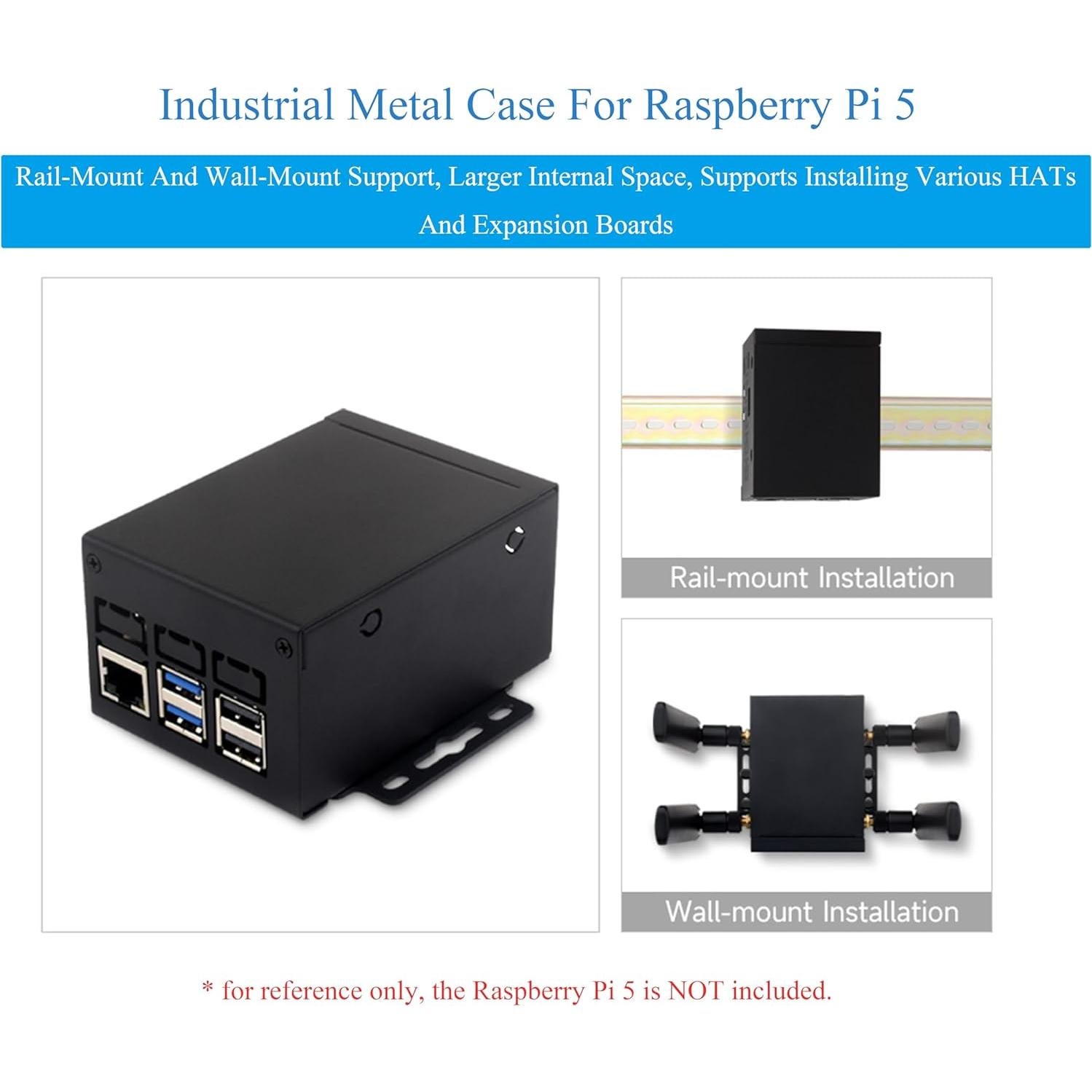 Caja de Metal UeeKKoo para Raspberry Pi 5 con Soporte de Ventilador