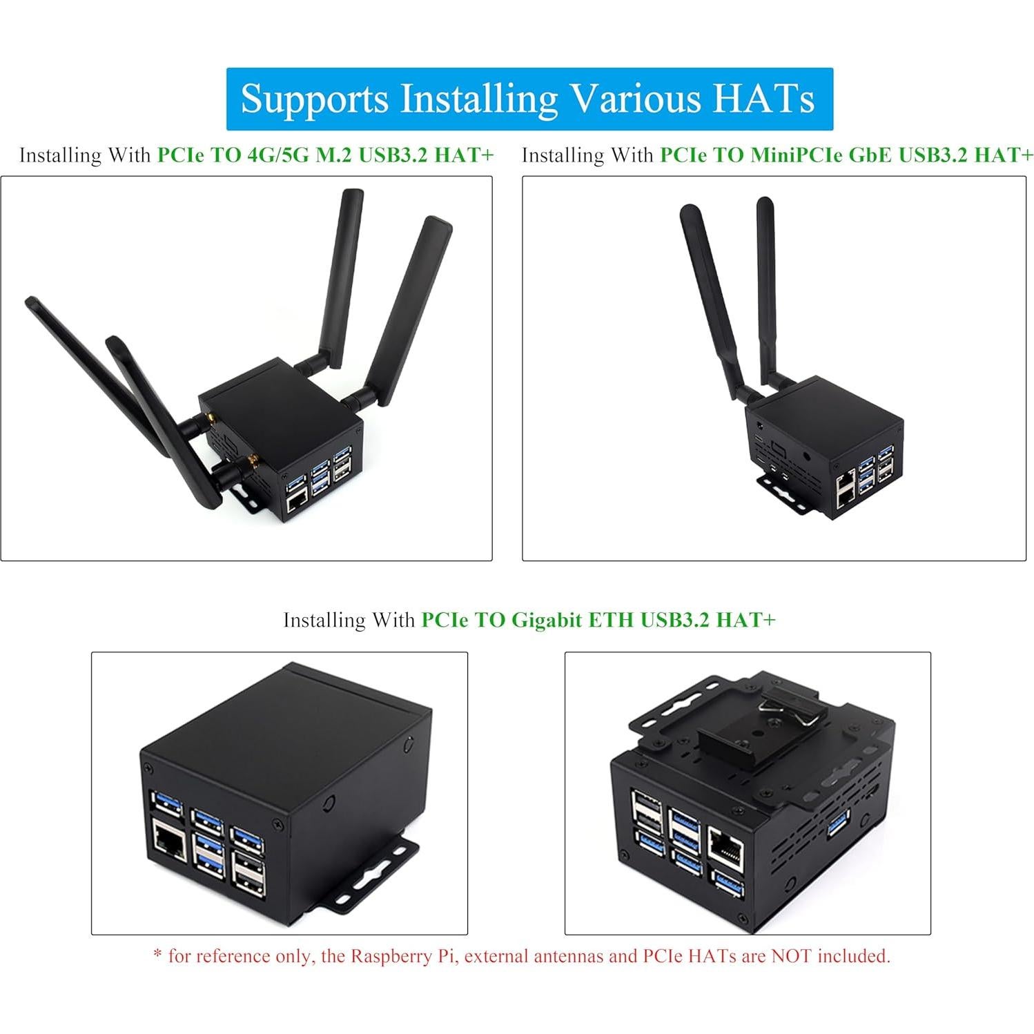 Caja de Metal UeeKKoo para Raspberry Pi 5 con Soporte de Ventilador