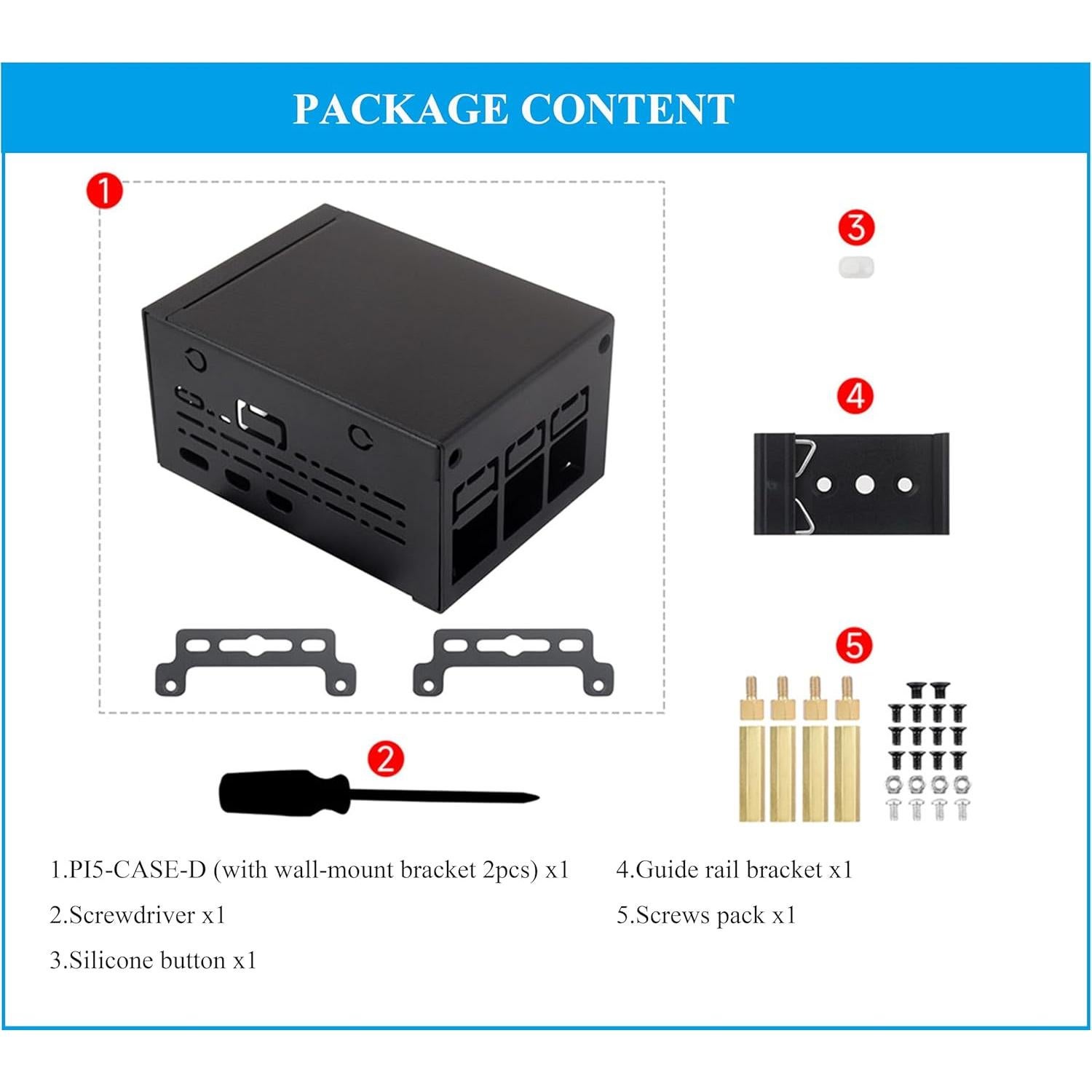 Caja de Metal UeeKKoo para Raspberry Pi 5 con Soporte de Ventilador