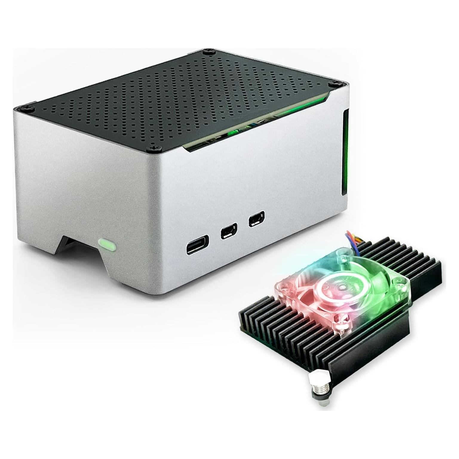Caja Raspberry Pi 5 ElectroCookie Aluminio con Ventilador RGB