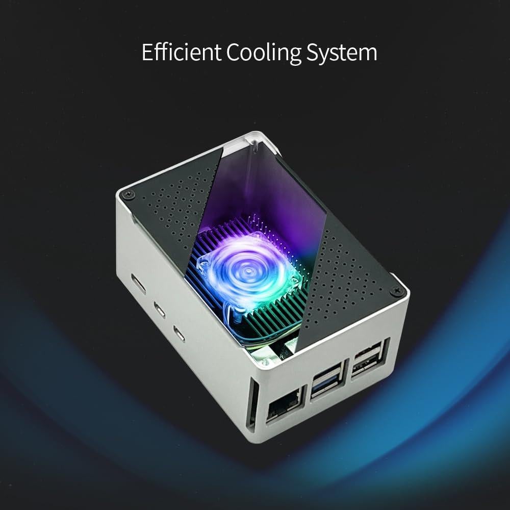 Caja Raspberry Pi 5 ElectroCookie Aluminio con Ventilador RGB