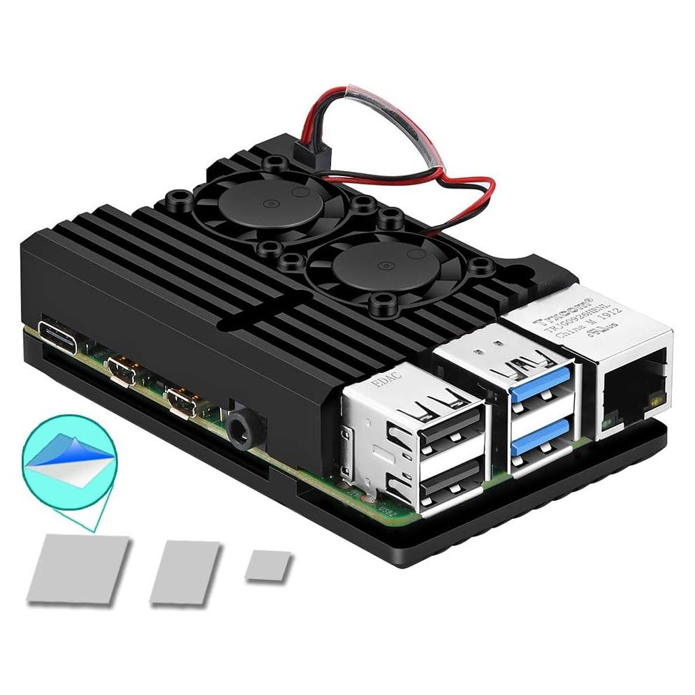 Caja de Aluminio para Raspberry Pi 4 MazerPi con Doble Ventilador