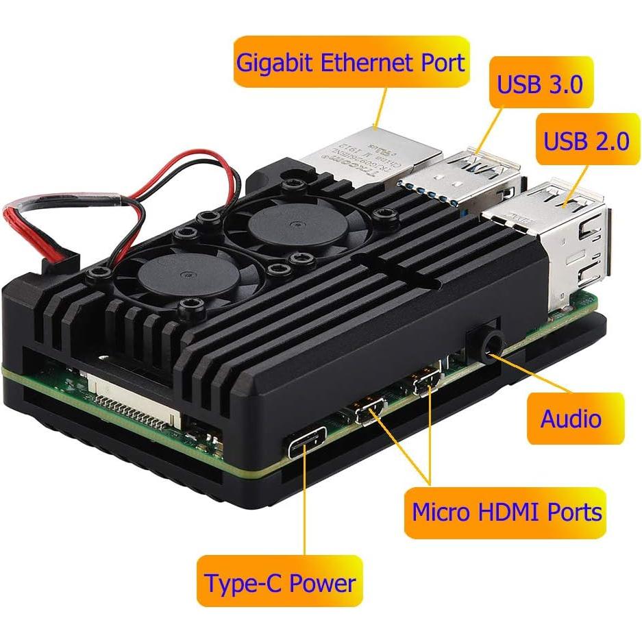 Caja de Aluminio para Raspberry Pi 4 MazerPi con Doble Ventilador