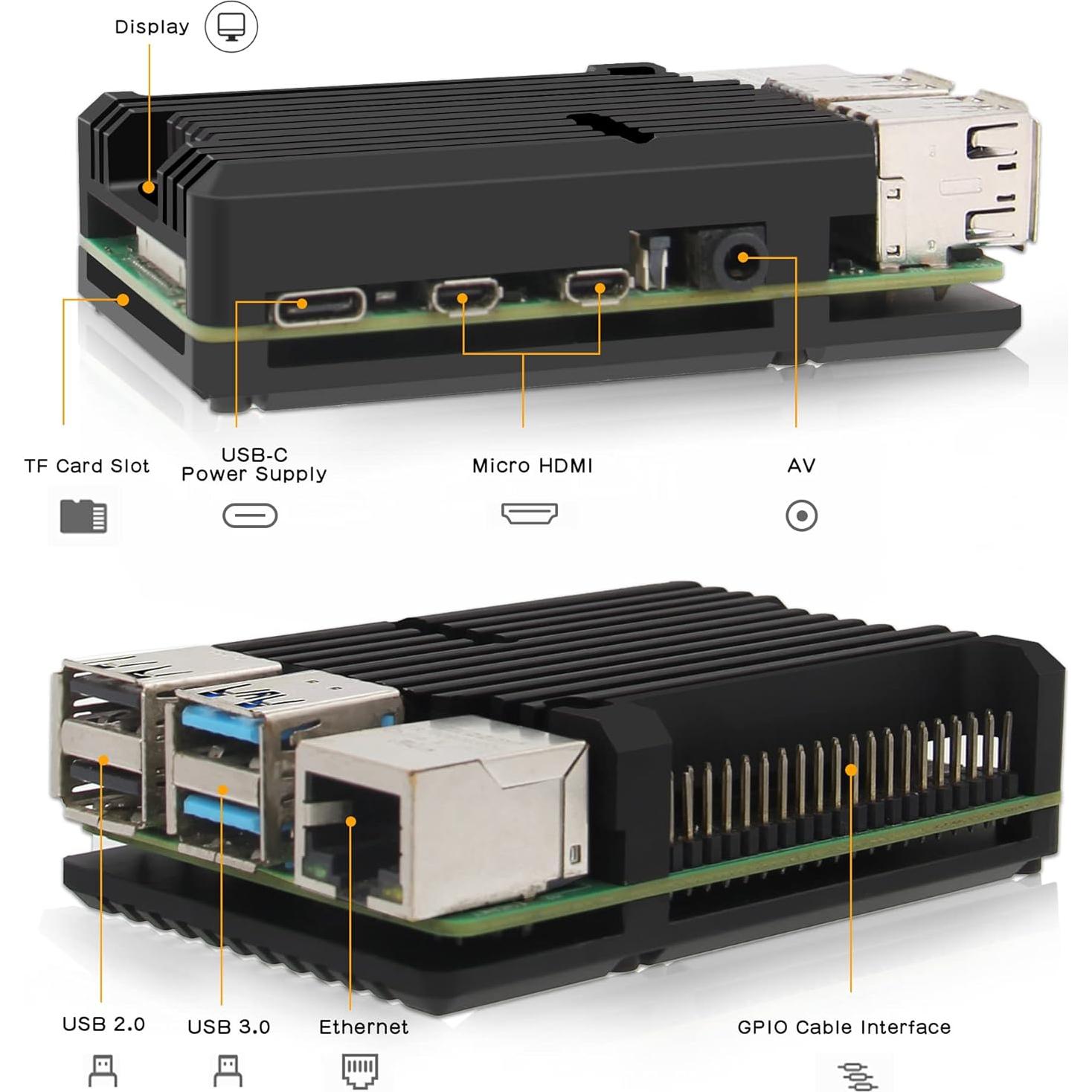 Caja de Aluminio Geekworm P122 para Raspberry Pi 4 Modelo B
