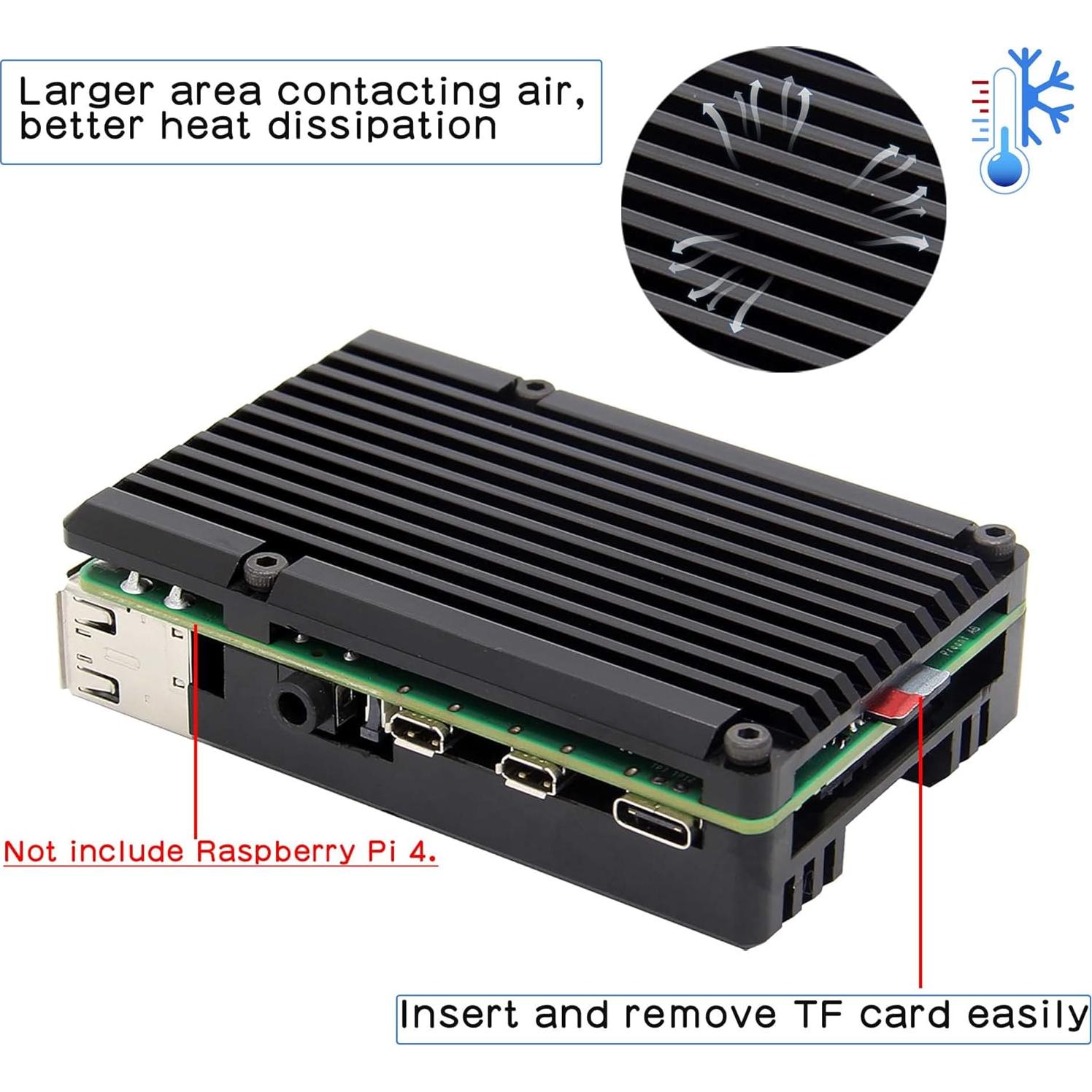 Caja de Aluminio Geekworm P122 para Raspberry Pi 4 Modelo B