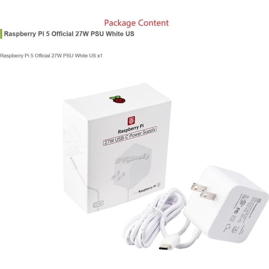 Fuente de Alimentación 27W USB Tipo-C Oficial Raspberry Pi 5