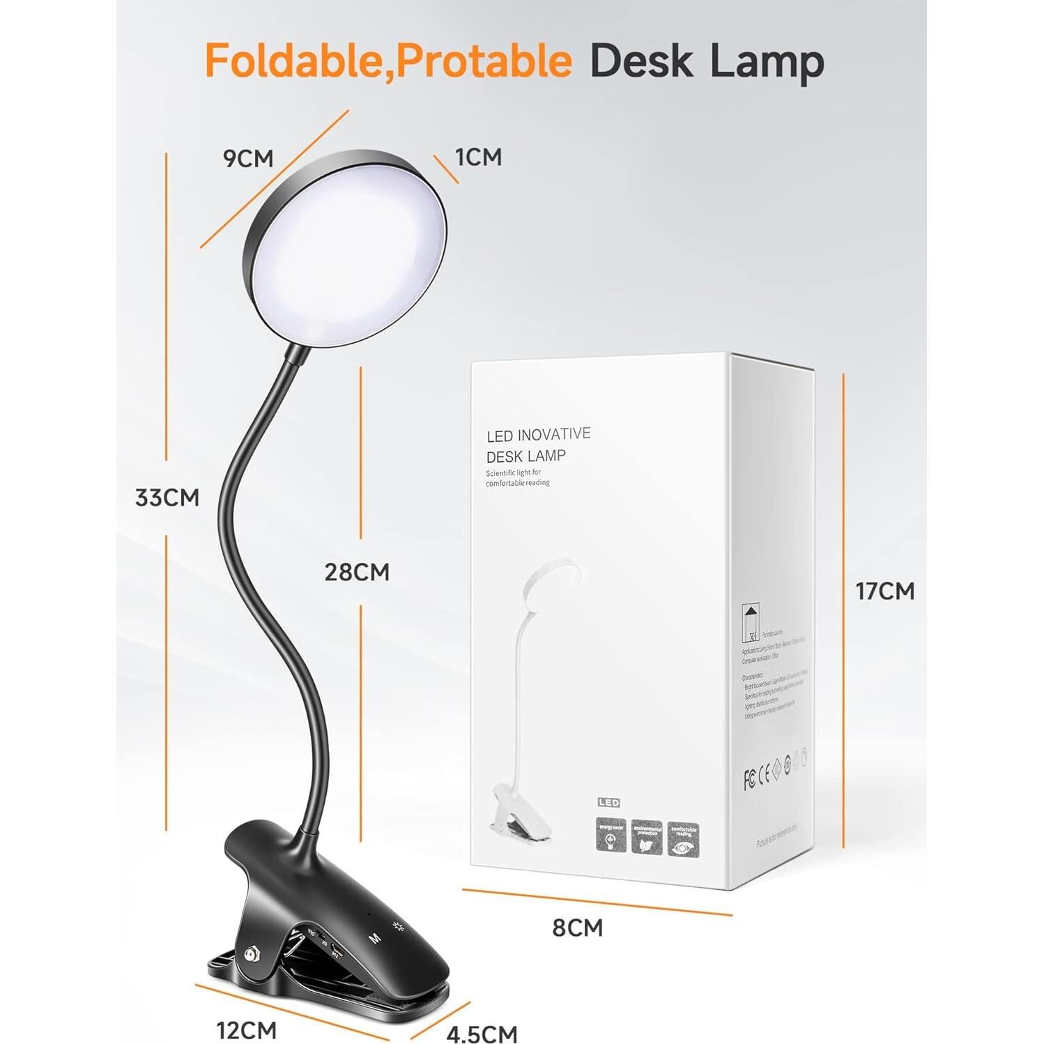 Lámpara Clip Mubarek 36 LED 400 Lúmenes Recargable