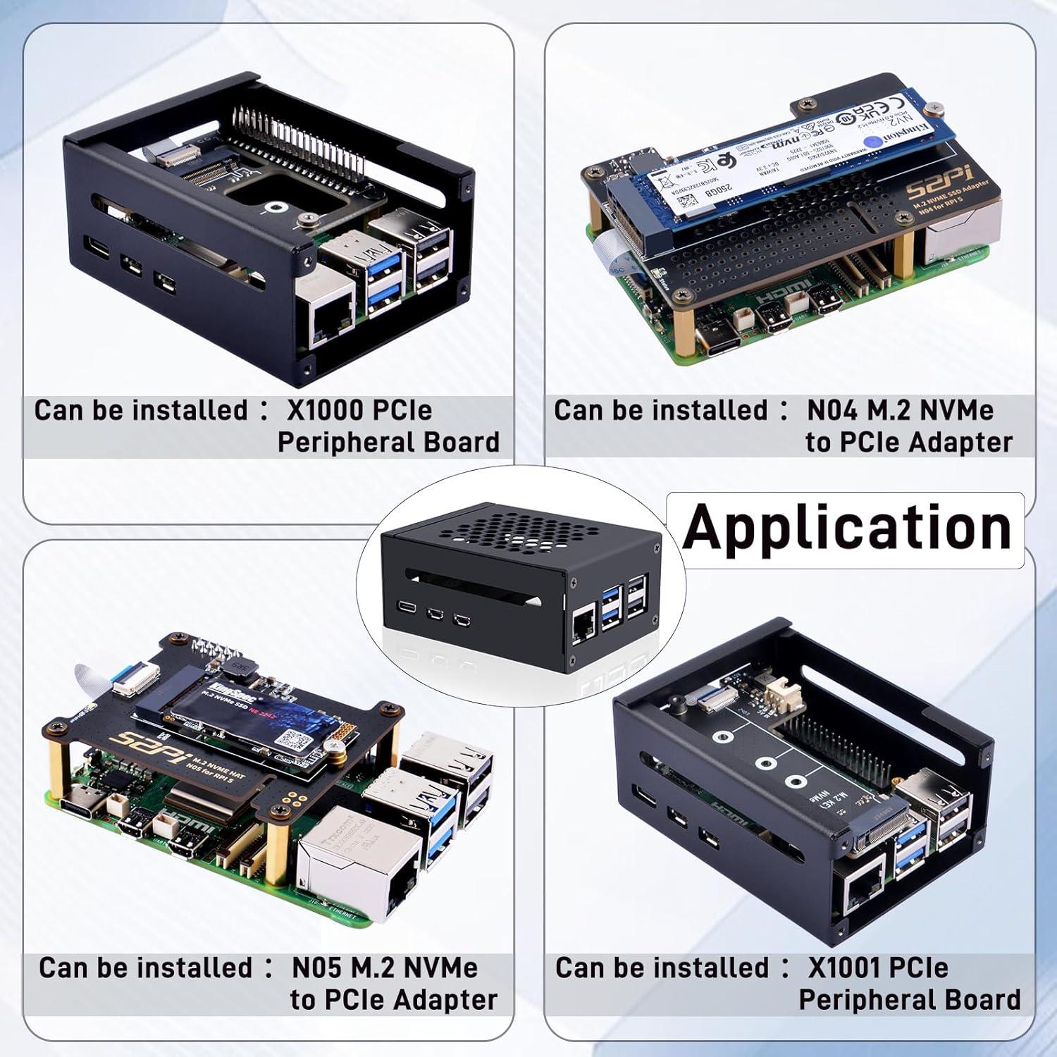 Caja de Metal GeeekPi para Raspberry Pi 5 con Soporte PCIe