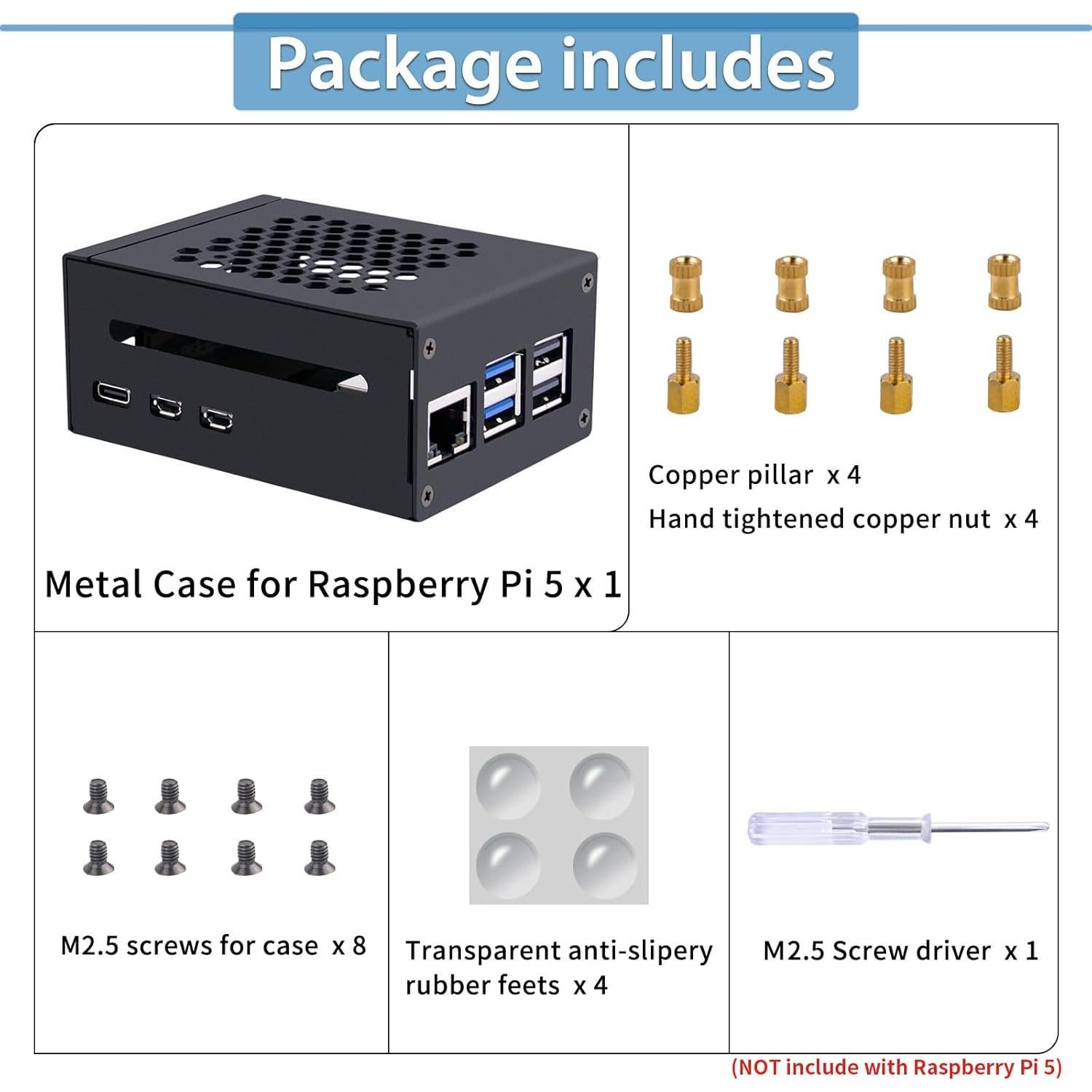 Caja de Metal GeeekPi para Raspberry Pi 5 con Soporte PCIe
