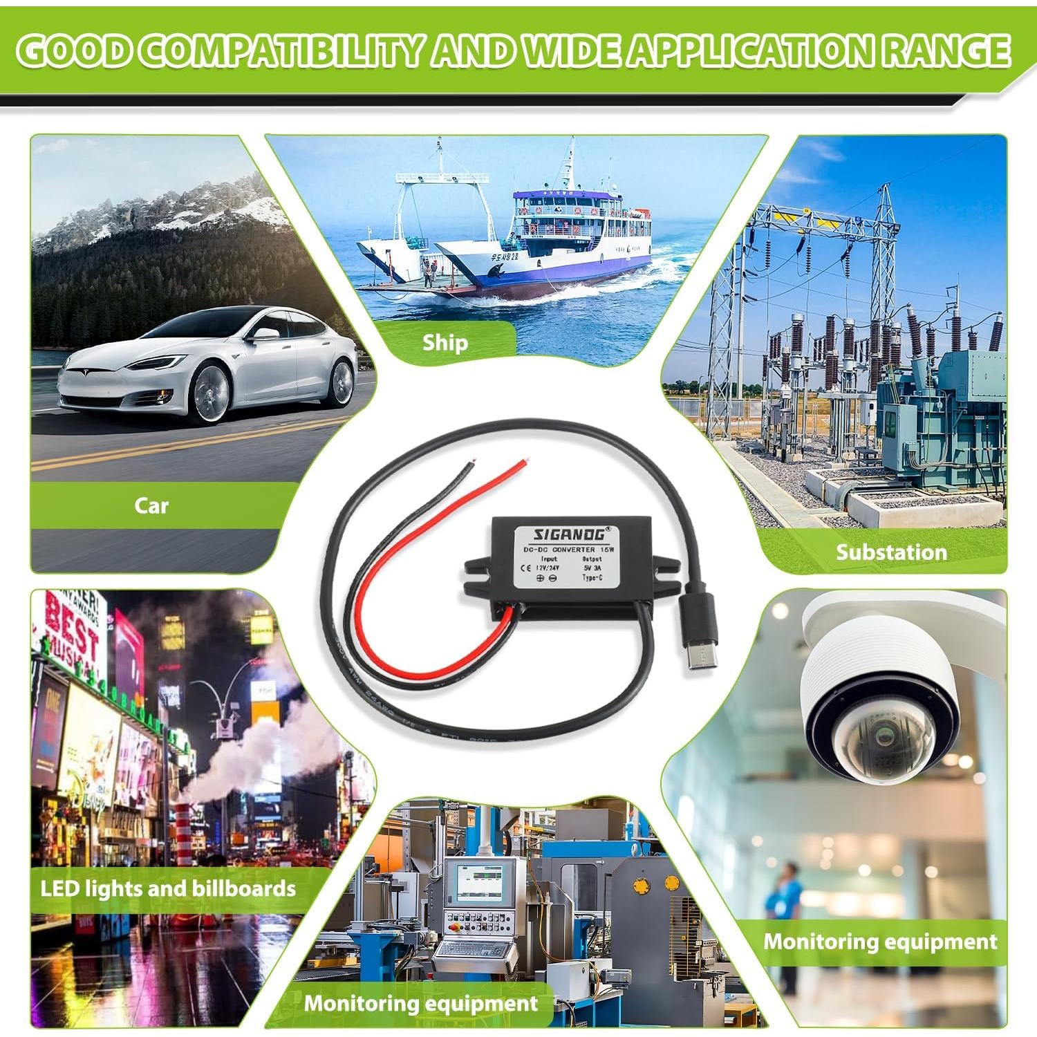 Convertidor DC-DC 12V a 5V USB Tipo-C SIGANDG 15W