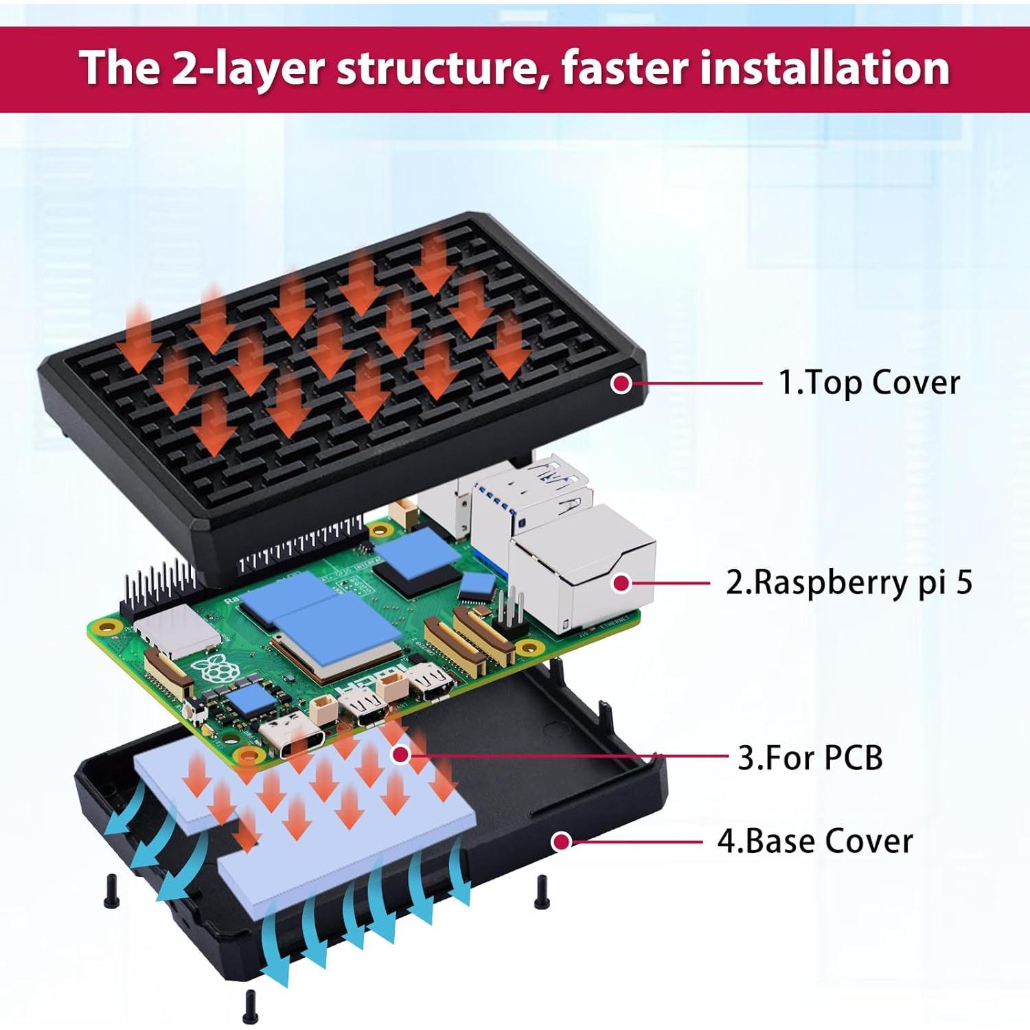 Caja de Aluminio GeeekPi para Raspberry Pi 5 4GB/8GB con Enfriamiento