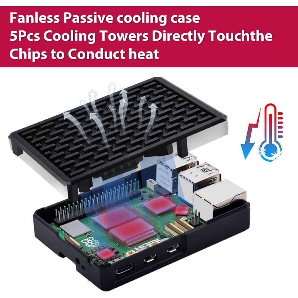 Caja de Aluminio GeeekPi para Raspberry Pi 5 4GB/8GB con Enfriamiento