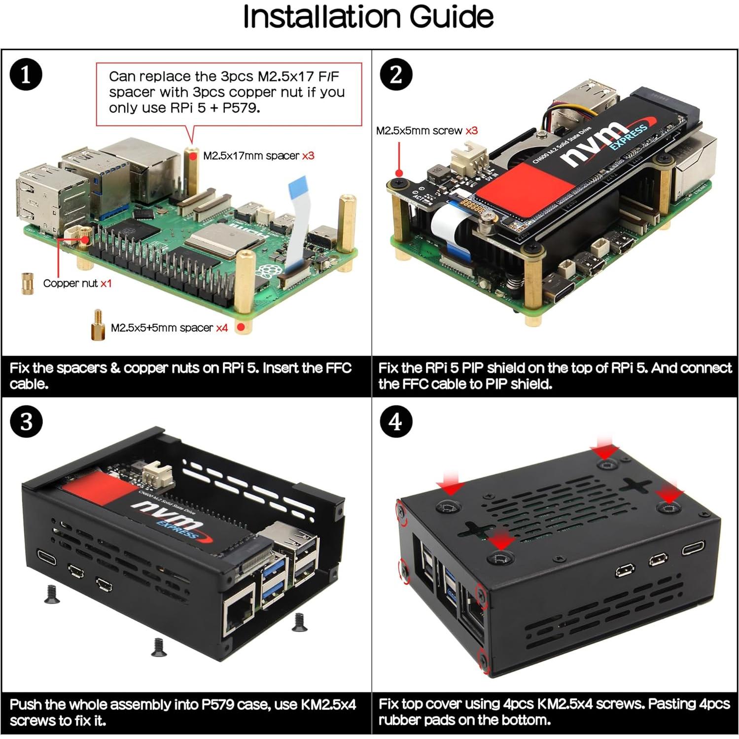 Caja de Metal Geekworm P579 para Raspberry Pi 5 con Enfriador