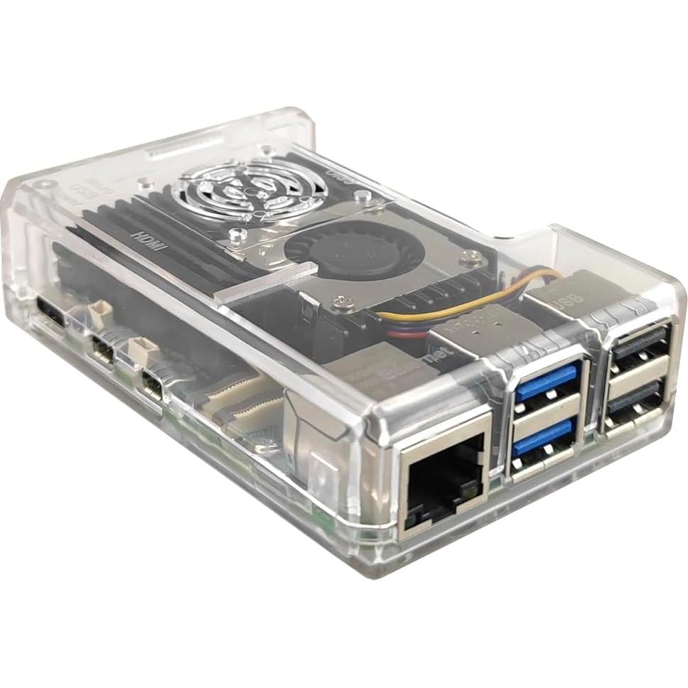 Caja Raspberry Pi 5 WEIYIXING con Disipador Activo 9x6x2.6cm