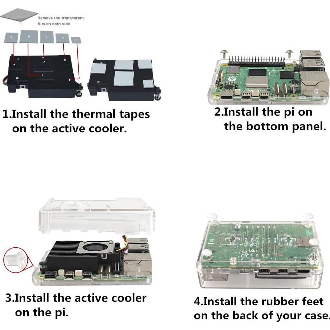 Caja Raspberry Pi 5 WEIYIXING con Disipador Activo 9x6x2.6cm