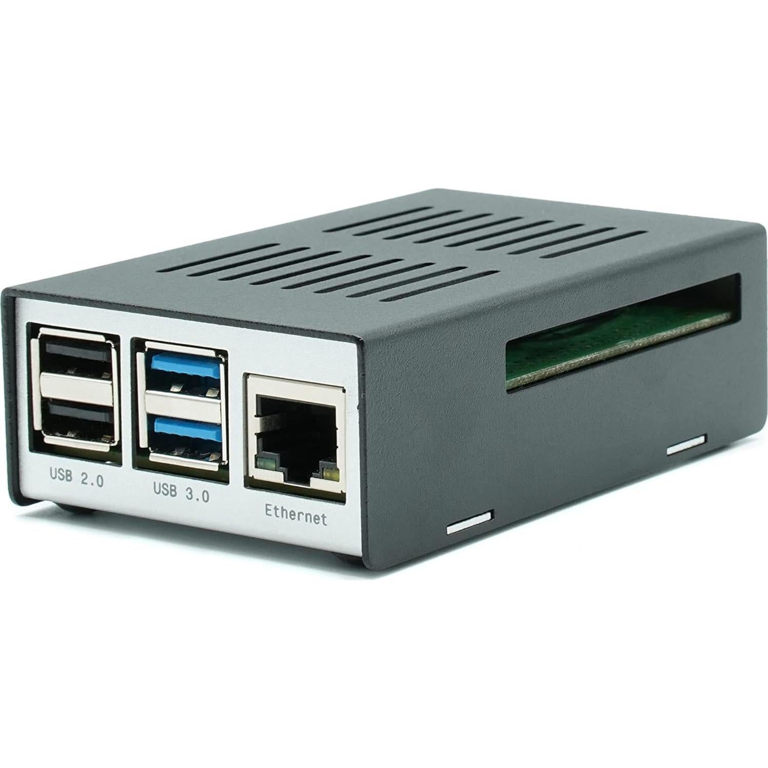 Caja KKSB para Raspberry Pi 4 | Metal Negro y Plateado