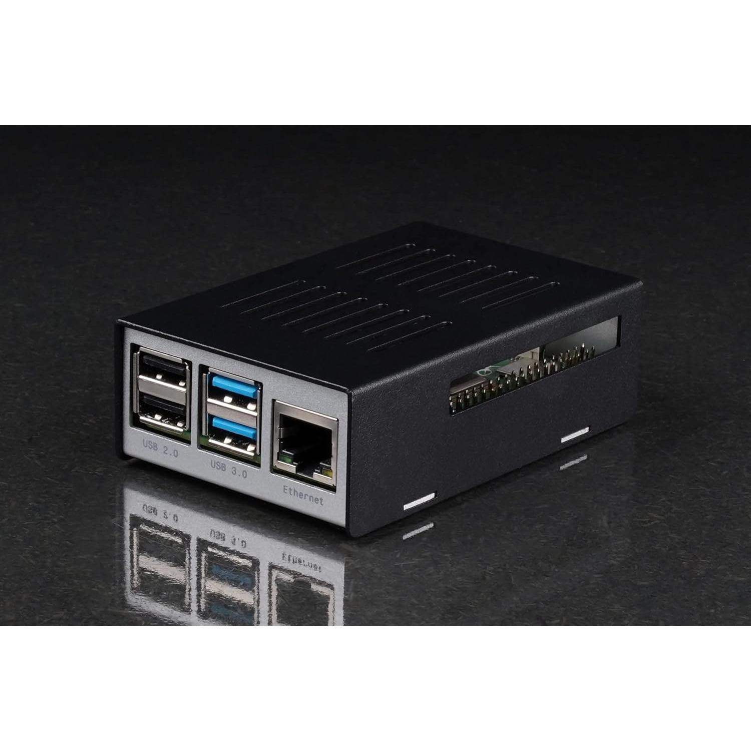 Caja KKSB para Raspberry Pi 4 | Metal Negro y Plateado
