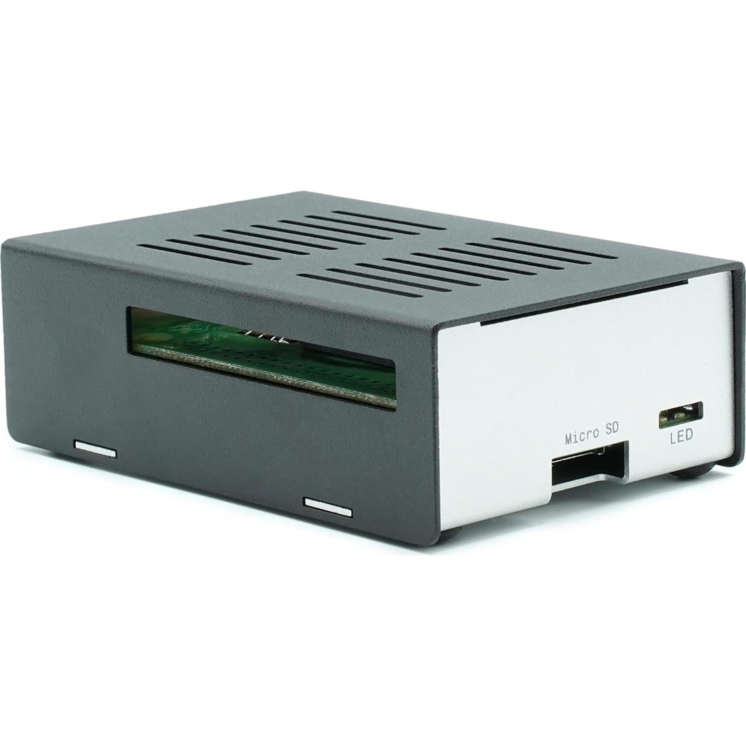 Caja KKSB para Raspberry Pi 4 | Metal Negro y Plateado