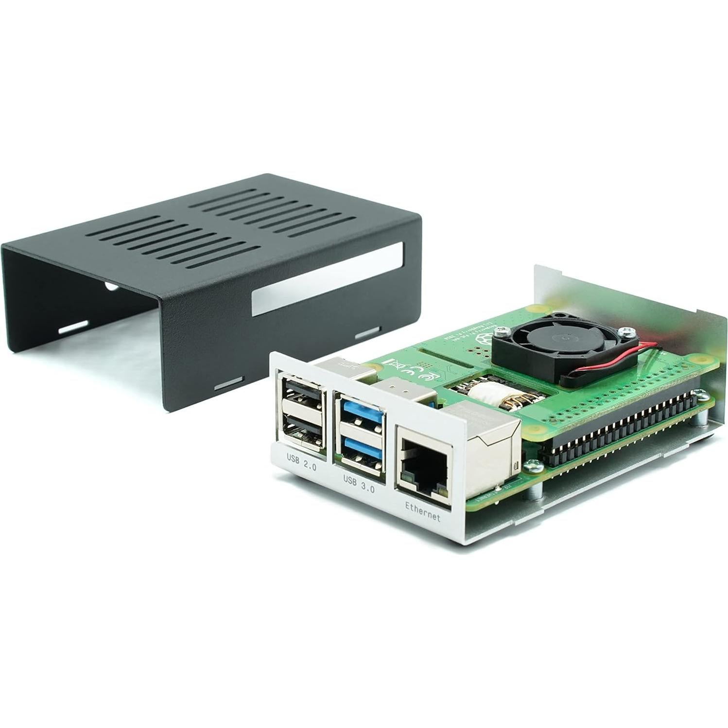 Caja KKSB para Raspberry Pi 4 | Metal Negro y Plateado